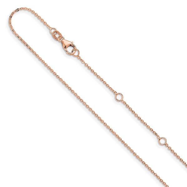 Leslie's 14k Rose Gold 1.2mm Flat Cable 1in+1in Adjustable Chain L.I. Goldmine Smithtown, NY