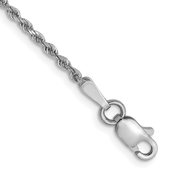 14K White Gold 1.5mm Diamond-Cut Rope Chain Anklet Johnson Jewellers Lindsay, ON