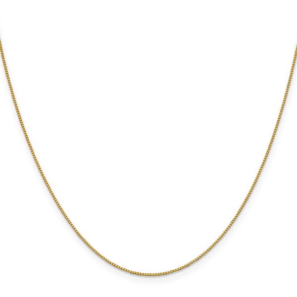 18K Leslie's .7mm Box Chain Image 2 Peran & Scannell Jewelers Houston, TX