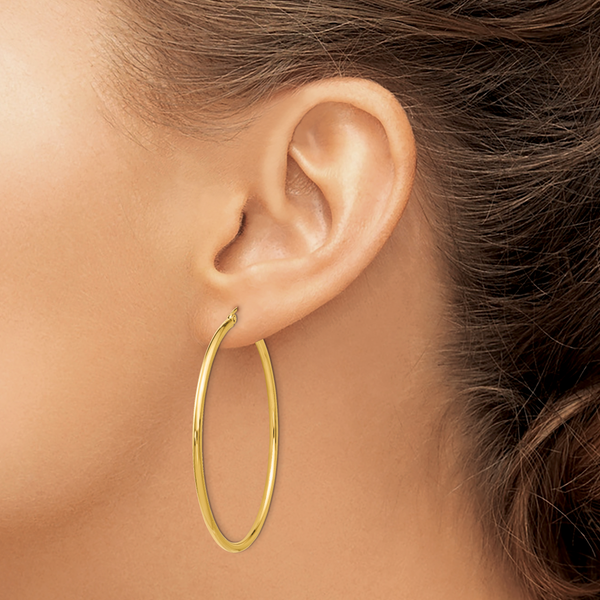 Leslie's 14K Polished 2mm Hoop Earrings Image 3 Jewelry Design Studio Jensen Beach, FL