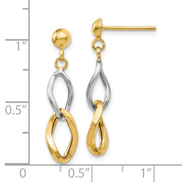 14K Two-Tone Gold Polished Dangle Earrings Image 4 Brummitt Jewelry Design Studio LLC Raleigh, NC