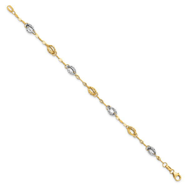 Leslie's 14K Two-tone Fancy Link Bracelet Image 2 Diamond Design Jewelers Somerset, KY