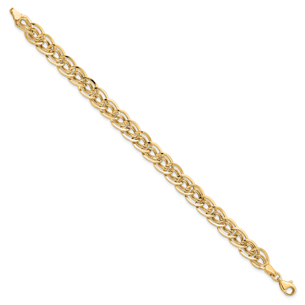 Leslie's 10K Yellow Gold Triple Link Flat Curb Bracelet Image 2 The Hills Jewelry LLC Worthington, OH