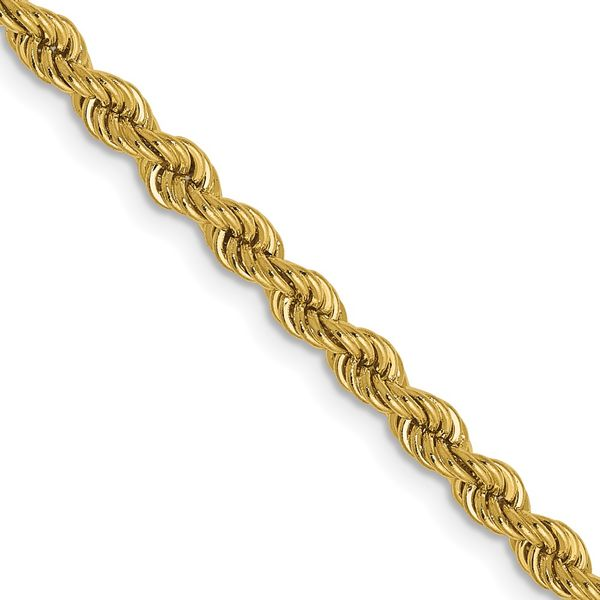 14K Solid Gold 2.25mm Rope Necklace 18 / 14K Yellow Gold