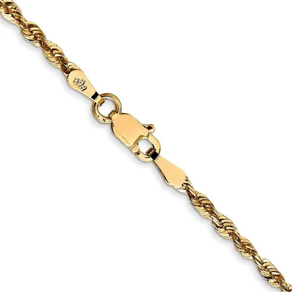 30 10K Yellow Gold 2.25mm Shiny-cut Rope Chain Necklace-