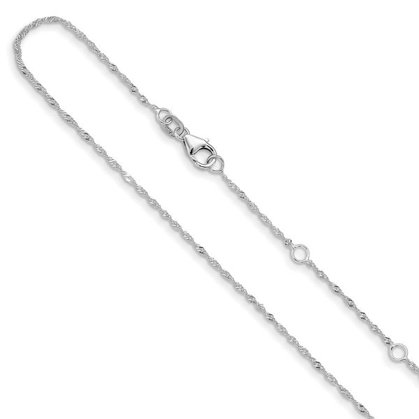 Leslie's 10k White Gold  1.25mm Singapore 1in+1in Adjustable Chain The Hills Jewelry LLC Worthington, OH