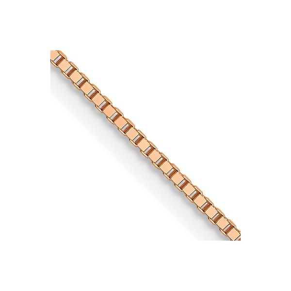 14K Rose Gold .7mm Box with Lobster Clasp Chain Johnson Jewellers Lindsay, ON