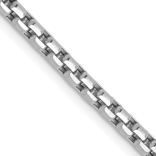 14K White Gold 2.4mm Semi-Solid D/C Round Box Chain Johnson Jewellers Lindsay, ON