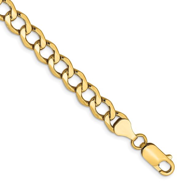 Leslie's 14k 6.5mm Semi-Solid Curb Chain Diamond Design Jewelers Somerset, KY
