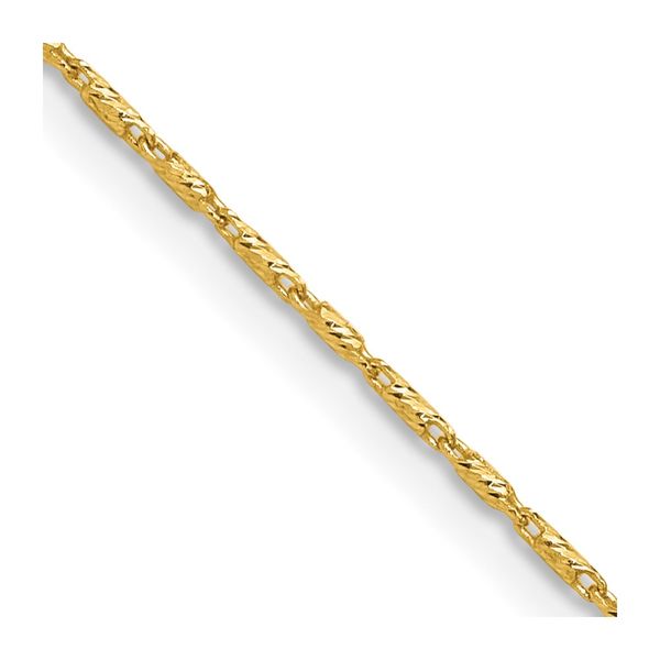 Leslie's 14K 1.00mm Polished and Diamond Cut Fancy Link Chain H. Brandt Jewelers Natick, MA