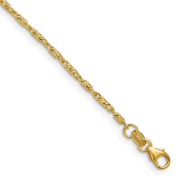 Leslie's 14K 1.50mm Polished and Diamond Cut Fancy Link Chain JMR Jewelers Cooper City, FL