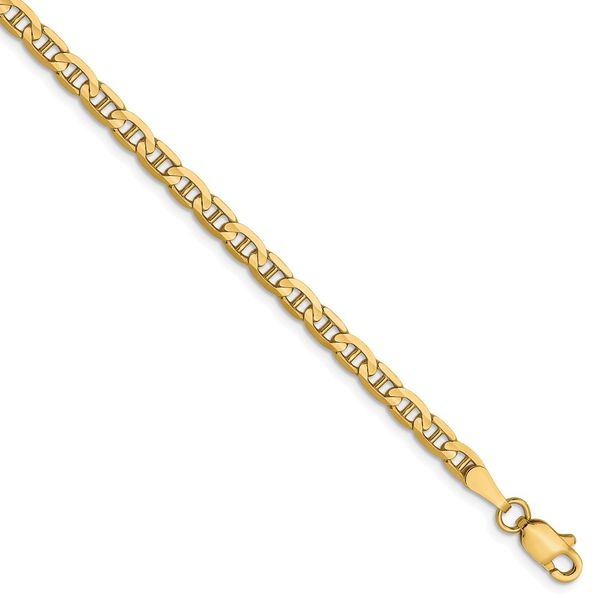 14K Yellow Gold 5.25mm Concave Anchor Chain Bracelet