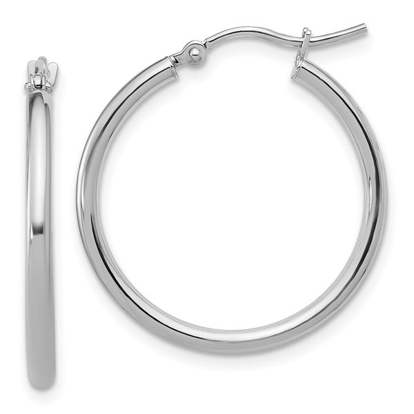 Leslie's 14K White Gold 2x25mm Polished Hoop Earrings Brummitt Jewelry Design Studio LLC Raleigh, NC