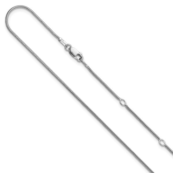 Leslie's SS Rh-plat 1.1mm Round Snake 1in+1in Adjustable Chain Conti Jewelers Endwell, NY