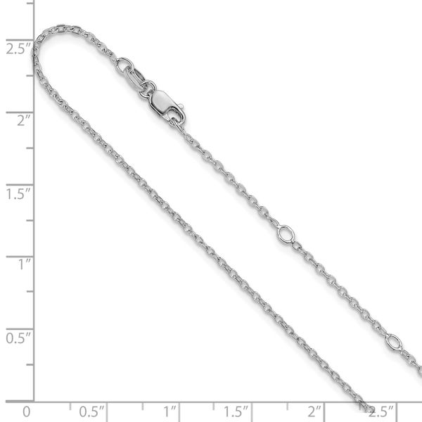 Leslie's SS Rh-plat Polished/Dia-cut 1.4mm Cable 1in+1in Adjustable Chain Image 4 Van Scoy Jewelers Wyomissing, PA