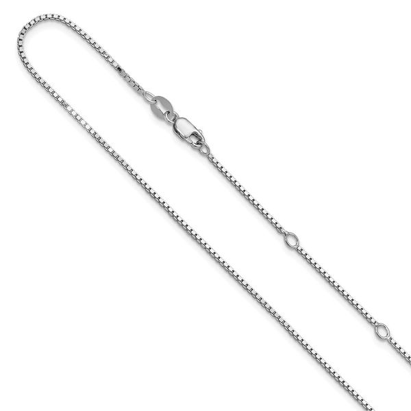 Leslie's SS Rh-plated Polished/Dia-cut 1.1mm Box 1in+1in Adjustable Chain Boyd Jewelers Wesley Chapel, FL