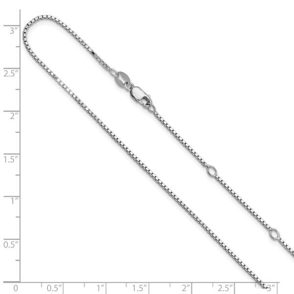 Leslie's SS Rh-plated Polished/Dia-cut 1.1mm Box 1in+1in Adjustable Chain Image 4 Chandlee Jewelers Athens, GA