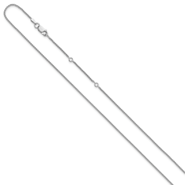 Leslie's Sterling Silver Rh-plated 1.3mm Spiga 1in+1in Adjustable Chain Image 2 Ware's Jewelers Bradenton, FL
