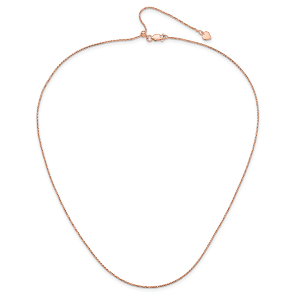 Leslie's Sterling Silver Rose Gold-plated Adjustable 1.1mm D/C Spiga Chain Image 4 The Hills Jewelry LLC Worthington, OH