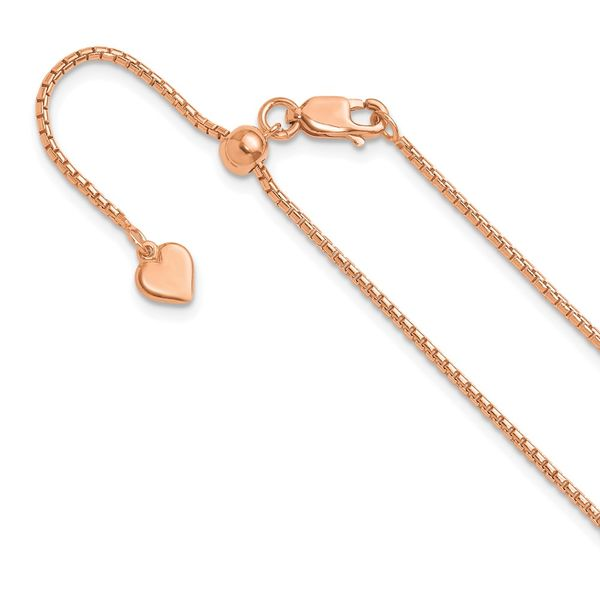 Sterling Silver Rose Gold-plated Adjustable 1.25mm Round Box Chain