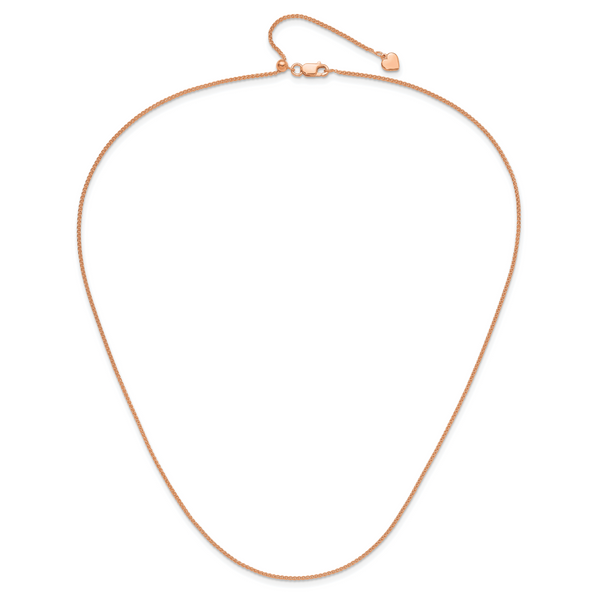 Leslie's Sterling Silver Adjustable Rose Gold-plated 1.3mm Spiga Chain Image 4 The Hills Jewelry LLC Worthington, OH