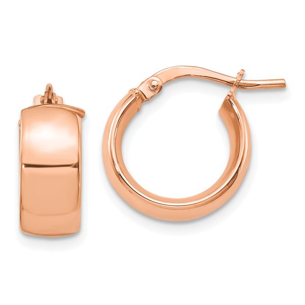 18K Rose Gold Filled Small Round Hoop Sleeper Earrings – Mens Womens Wide Band