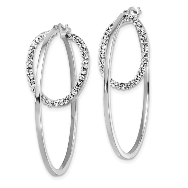Leslie's 14K White Gold w/ Swarovski Crystals Hoop Earrings Image 2 Crews Jewelry Grandview, MO