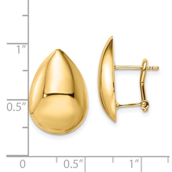 Leslie's 14K Polished Teardrop Omega Back Earrings Image 4 Diamond Design Jewelers Somerset, KY