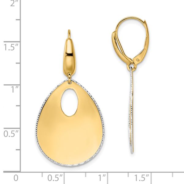 Leslie's 14K Two-tone Polished Textured Leverback Dangle Earrings Image 4 Diamond Design Jewelers Somerset, KY