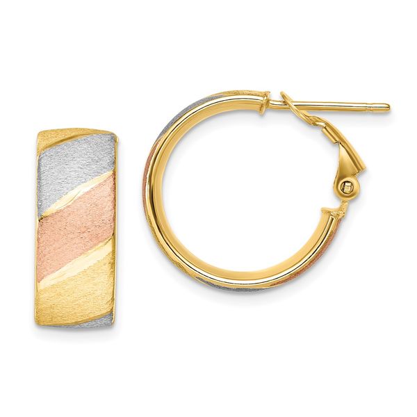 Leslie's 14K White and Rose Gold-plated Brushed Hoop Earrings Glatz Jewelry Aliquippa, PA