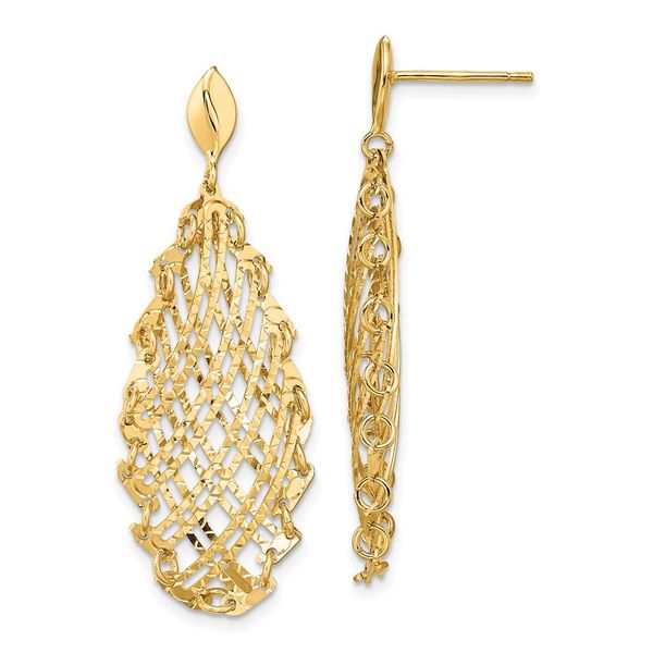 Leslie's 14k Polished D/C Post Dangle Earrings Diamond Design Jewelers Somerset, KY