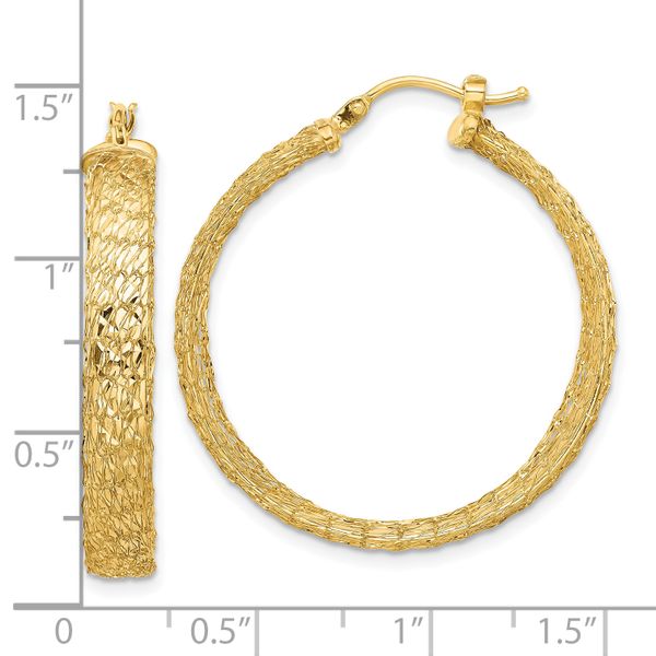 Leslie's 14k Polished Textured Hoop Earrings Image 4 Glatz Jewelry Aliquippa, PA