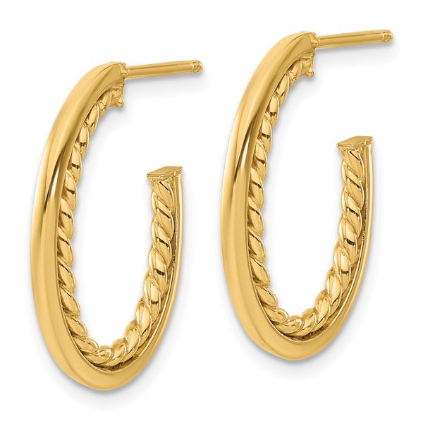 Leslie's 14K Polished and Twist J-Hoop Post Earrings Image 2 Crews Jewelry Grandview, MO