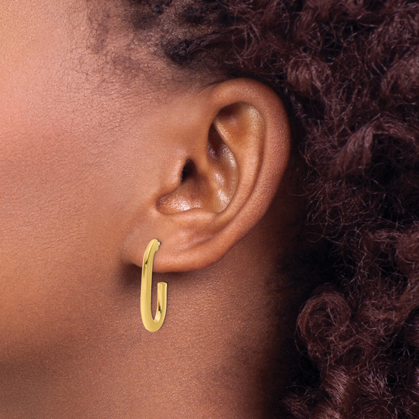 Leslie's 14K Polished Modern J-Hoop Earrings Image 3 Glatz Jewelry Aliquippa, PA