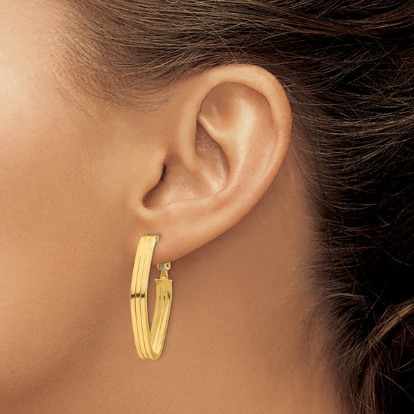 Leslie's 14K Polished Omega Back Hoop Earrings Image 3 Diamond Design Jewelers Somerset, KY