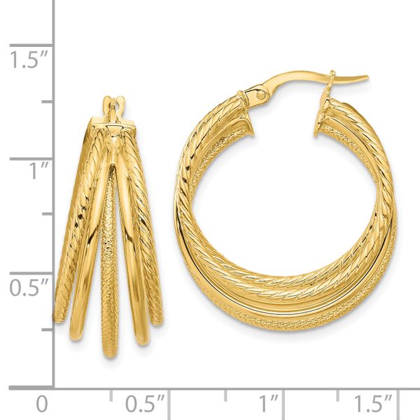 Leslie's 14K Polished and Multi Textured Hoop Earrings Image 4 Glatz Jewelry Aliquippa, PA