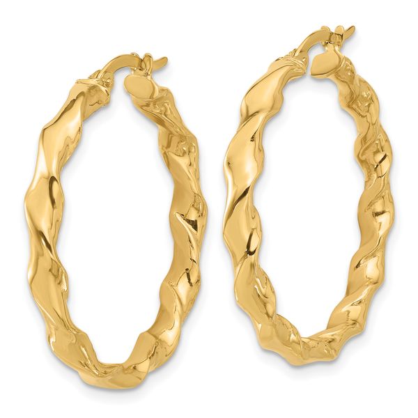 Leslie's 14K Polished Twisted Hoop Earrings Image 2 Diamond Design Jewelers Somerset, KY