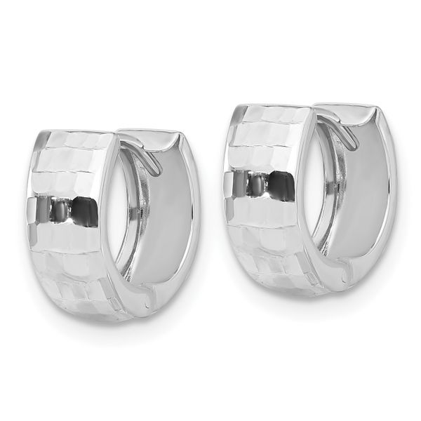thumbnail image 2 of 14K White Gold Princess Cut Huggie Hoop Earrings – Stud Style, Unbranded 2 of 5
