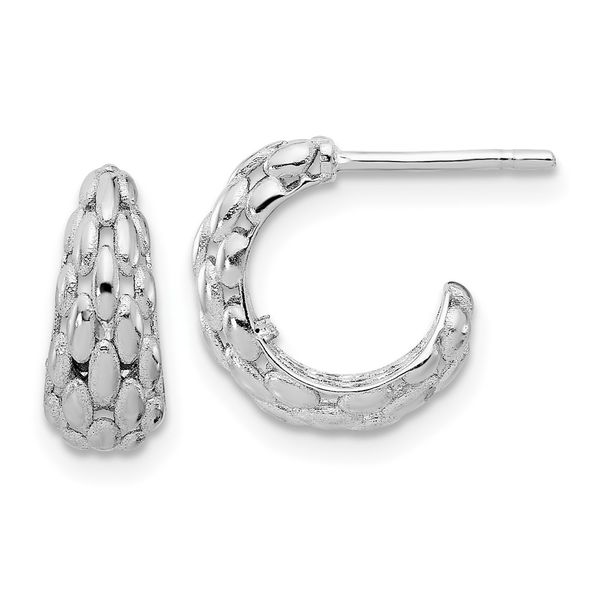 Leslie's 14K White Gold Satin J-Hoop Earrings James Douglas Jewelers LLC Monroeville, PA