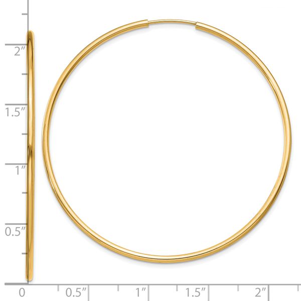 Leslie's 14k 1.5mm Polished Round Endless Hoop Earrings Image 4 Diamond Design Jewelers Somerset, KY
