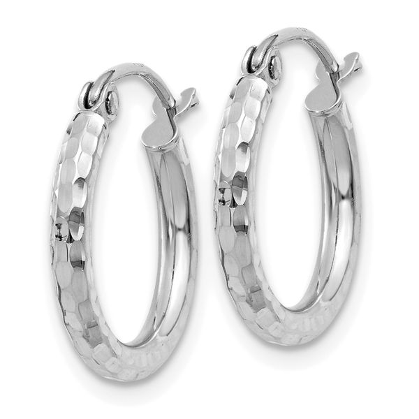 Leslie's 14k White Gold Diamond-cut 2mm Round Tube Hoop Earrings Image 2 Glatz Jewelry Aliquippa, PA