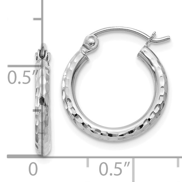 Leslie's 14k White Gold Diamond-cut 2mm Round Tube Hoop Earrings Image 4 Glatz Jewelry Aliquippa, PA