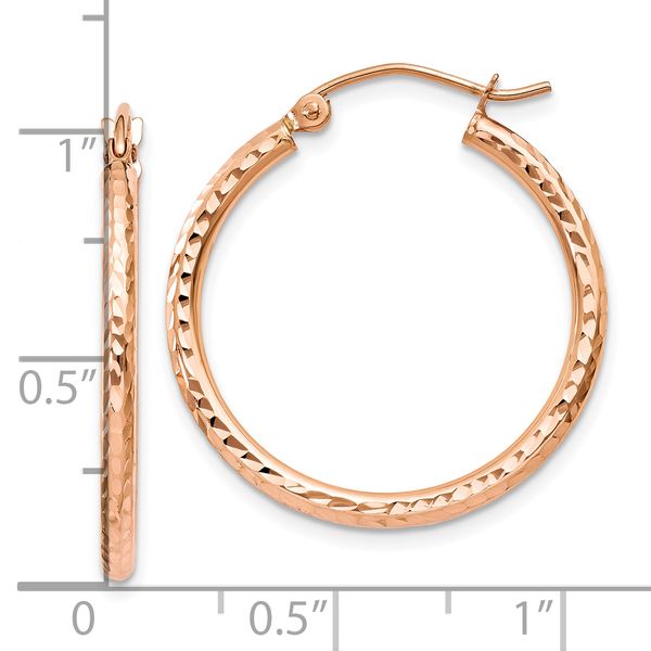 Leslie's 14k Rose Gold Diamond-cut Polished Hoop Earrings Image 4 Crews Jewelry Grandview, MO