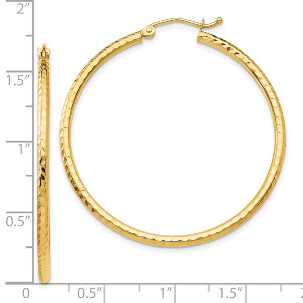 Leslie's 14k Diamond-cut 2mm Round Tube Hoop Earrings Image 4 Jewelry Design Studio Jensen Beach, FL