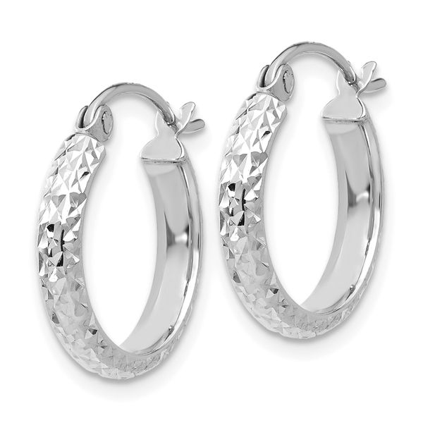 Leslie's 14k White Gold D/C 2.8x15mm Hollow Hoop Earrings Image 2 Jewelry Design Studio Jensen Beach, FL