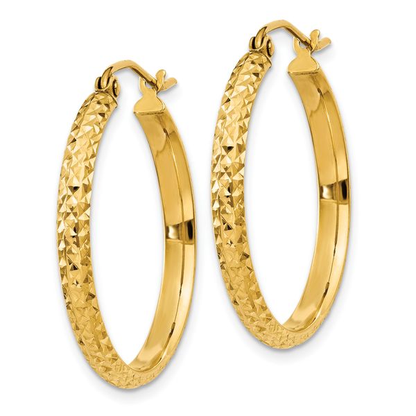 Leslie's 14k D/C 2.8x25mm Hollow Hoop Earrings Image 2 Thurber's Fine Jewelry Wadsworth, OH