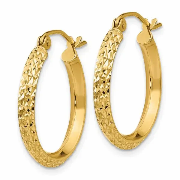 Leslie's 14k Knife Edge D/C 2.5x20mm Hollow Hoop Earrings, Cone Jewelers