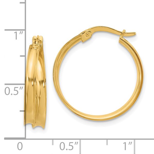 Leslie's 14K Polished Grooved Round Hoop Earrings Image 4 Graham Jewelers Wayzata, MN