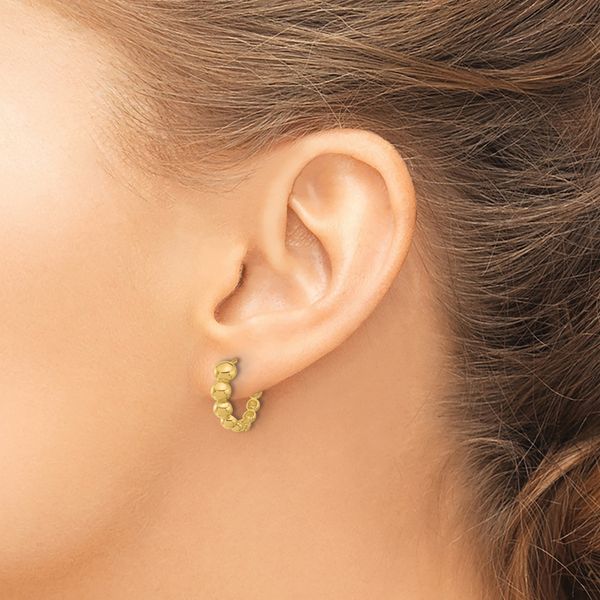 Leslie's 14K Polished Beaded Hoop Earrings Image 3 Alexander Fine Jewelers Fort Gratiot, MI