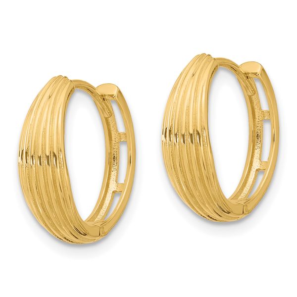 Leslie's 14K Polished and Grooved Hinged Hoop Earrings Image 2 Ask Design Jewelers Olean, NY